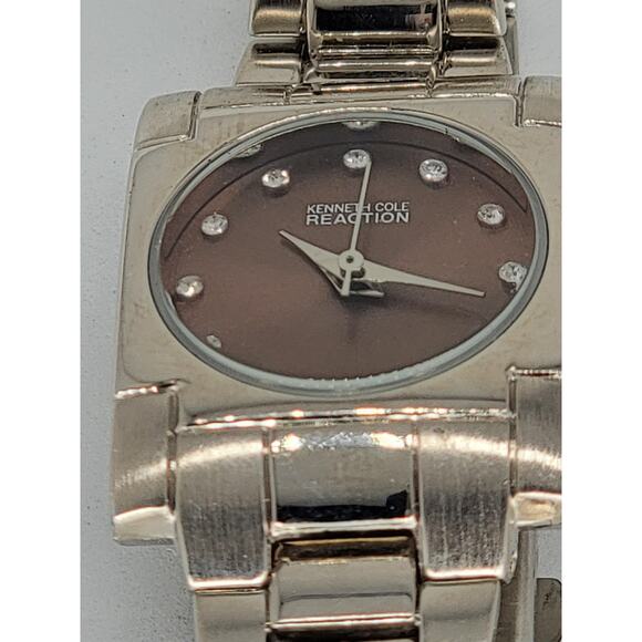Ladies Kenneth Cole Reaction Brown Dial Classic A126 Square Quartz Watch - Picture 1 of 7